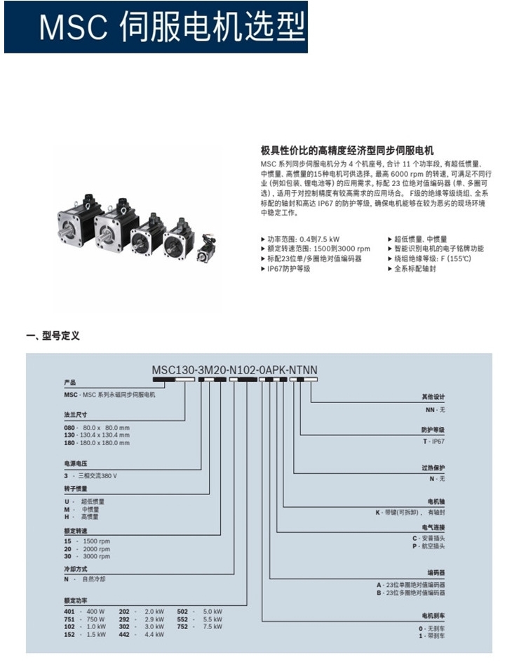 MSK030C-0300-NN-M0-CG0  伺服电机  参数说明 