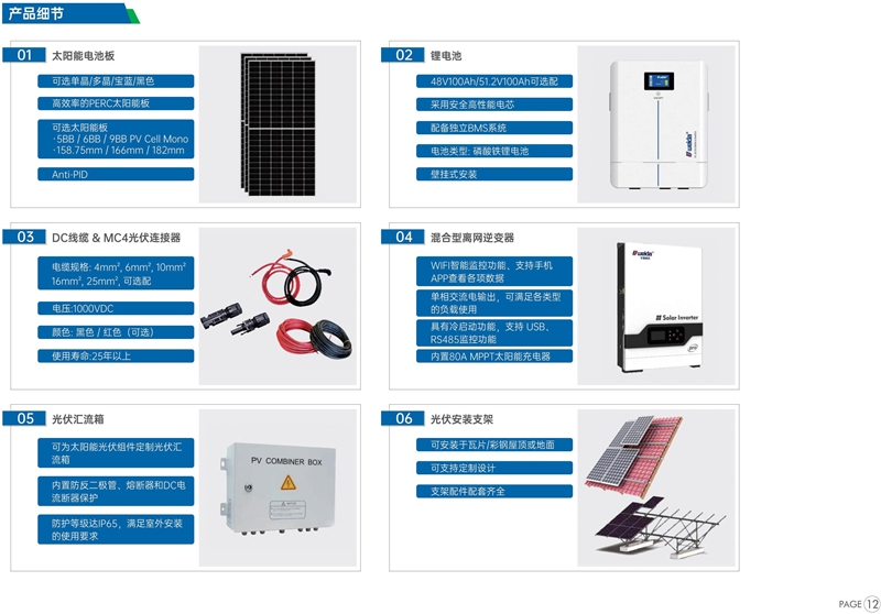 5KW 混合型太阳能系统   HZF- 51.2-100-SB   安全可靠 