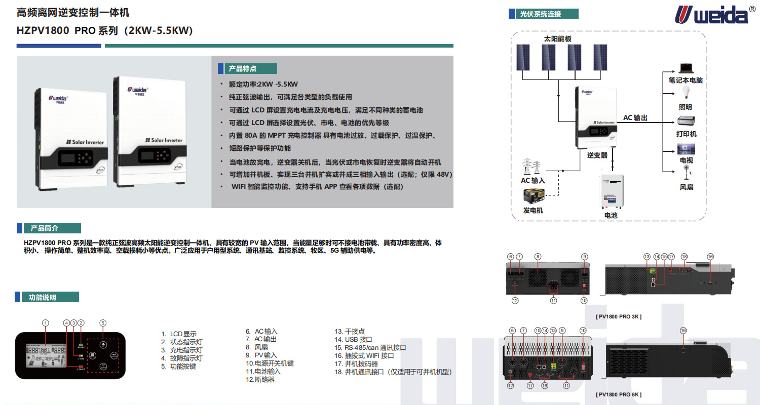 HZPV18-3024 PRO高频离网逆变控制一体机逆变器 