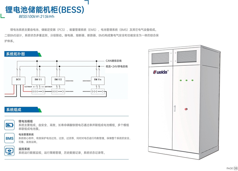 只为企业省钱   BESS100kW-215kWh   锂电池储能机柜(BESS) 